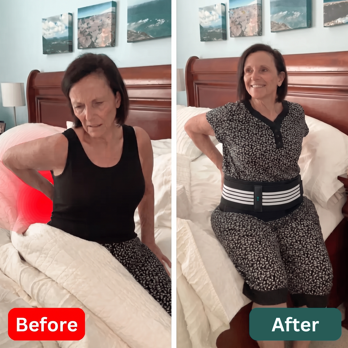 Before and after - lower back and SI-joint relief